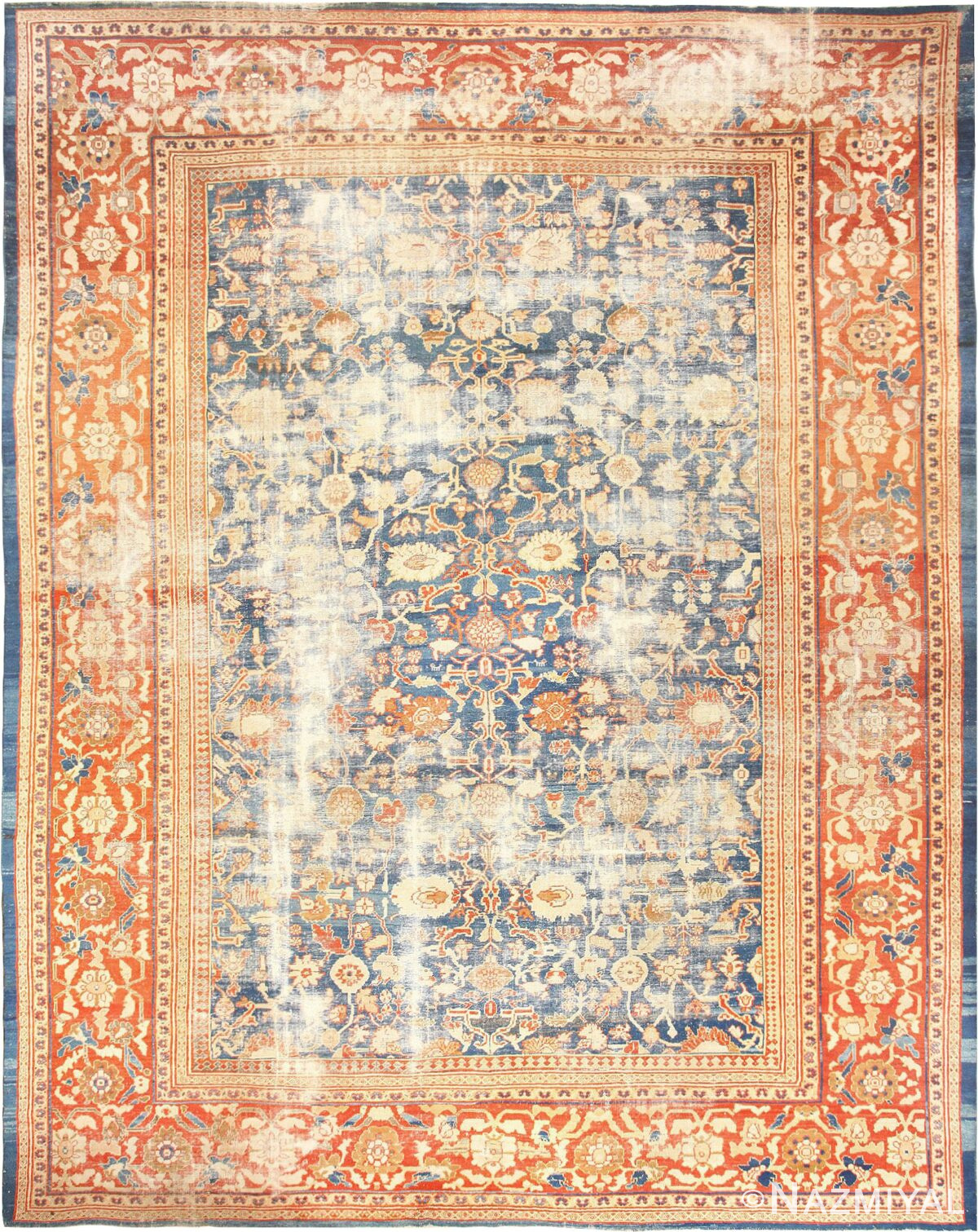 Large Light Blue Shabby Chic Persian Antique Sultanabad Rug 49046 by Nazmiyal
