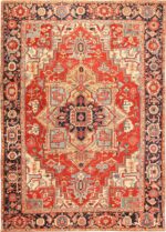 Large Antique Persian Geometric Heriz Serapi Rug #49162 by Nazmiyal Antique Rugs