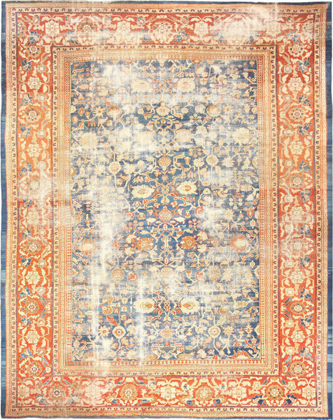 Large Light Blue Antique Shabby Chic Rugs from Sultanabad Large Light Blue Antique Shabby Chic Rugs from Sultanabad