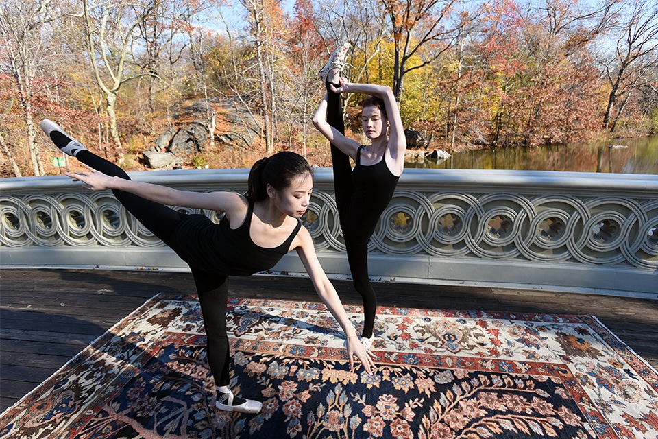 NYC antique rug photography project in Central Park Ballerinas NYC antique rug photography project Central Park Ballerinas