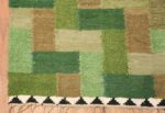 Vintage Scandinavian Swedish Rug by Ingrid Hellman Knafve 49114 Green Square Corner Nazmiyal