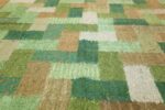 Vintage Scandinavian Swedish Rug by Ingrid Hellman Knafve 49114 Ivory and Green Squares Nazmiyal