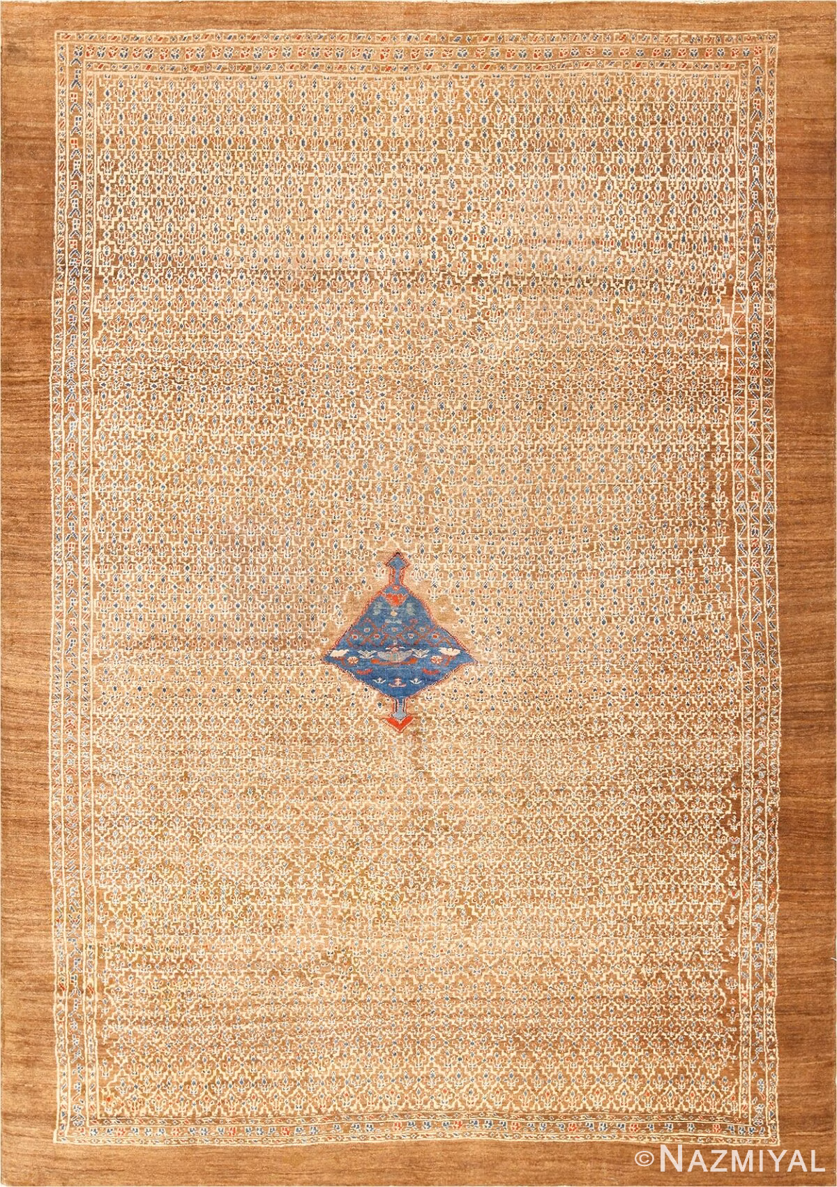 Antique Tribal Camel Hair Persian Bakshaish Rug 49174 Nazmiyal