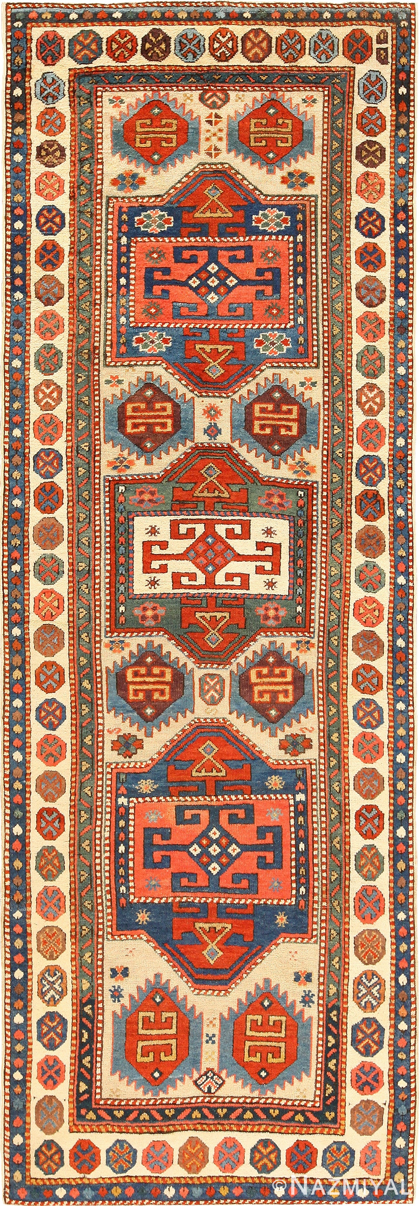 Antique Tribal Caucasian Shirvan Runner Rug 49093