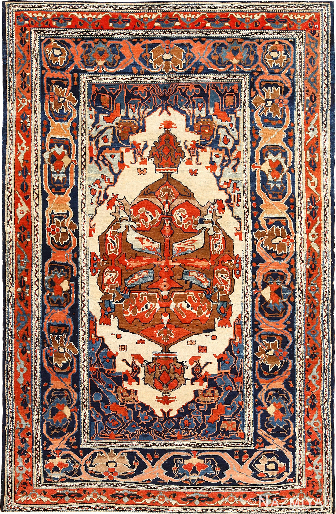 Small Tribal Antique Persian Bakshaish Rug 49156
