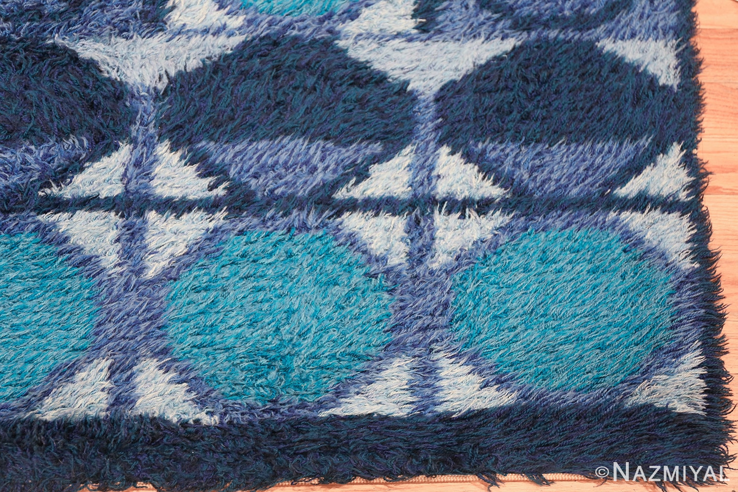 vintage swedish rya rug 49116 corner Nazmiyal
