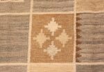 Close-up Vintage Scandinavian Swedish Kilim designed by Rakel Callander rug 49129 from Nazmiyal antique rugs collection