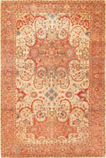 Fine Antique Ivory Persian Mishan Malayer Rug 48611