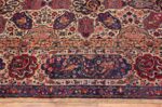 fine beautiful ivory antique persian floral kerman rug 49190 border Nazmiyal