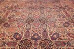 fine beautiful ivory antique persian floral kerman rug 49190 field Nazmiyal