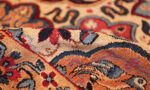 fine beautiful ivory antique persian floral kerman rug 49190 pile Nazmiyal