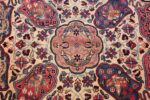fine beautiful ivory antique persian floral kerman rug 49190 small Nazmiyal