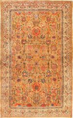 Large Scale Gold Background Vase Design Antique Persian Sarouk Rug 49169 Nazmiyal