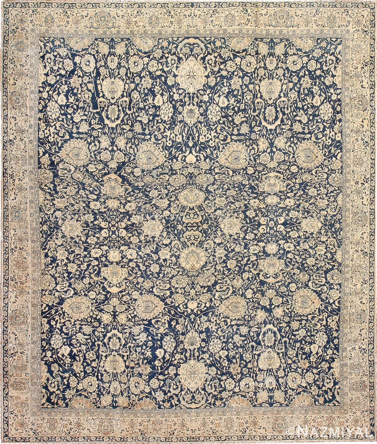 Antique Blue Indian Agra Rug 49171 Nazmiyal