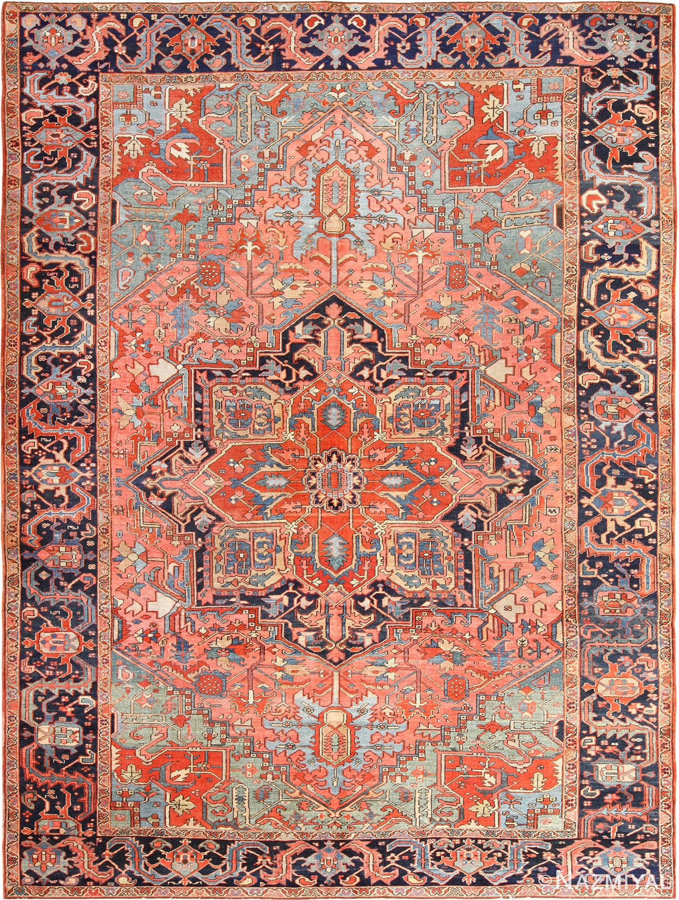 Antique Room Size Persian Heriz Rug 48848