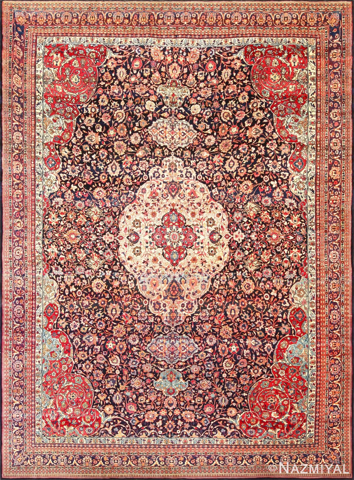 fine antique persian tehran rug 49194 Nazmiyal