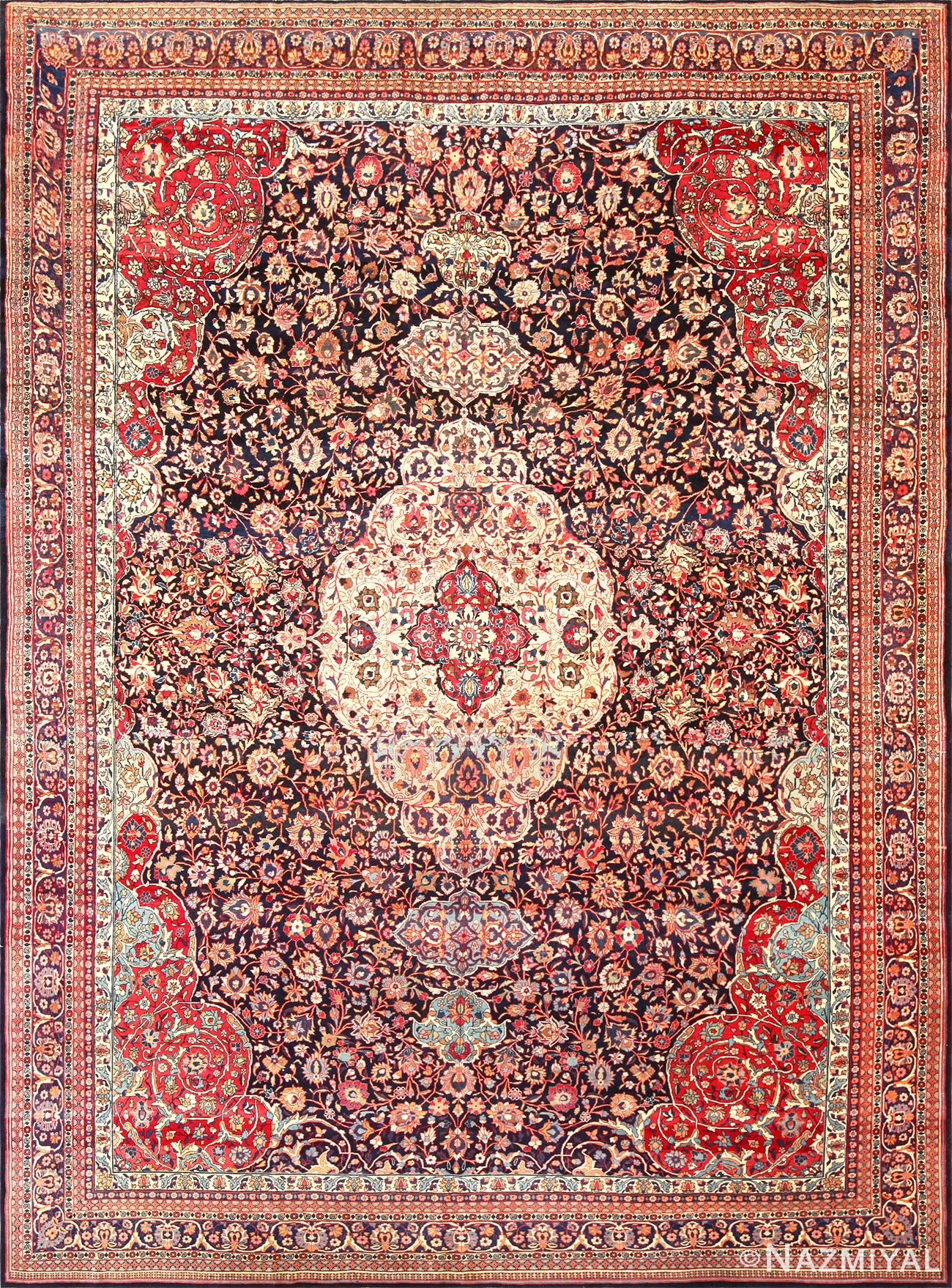 fine antique persian tehran rug 49194 Nazmiyal