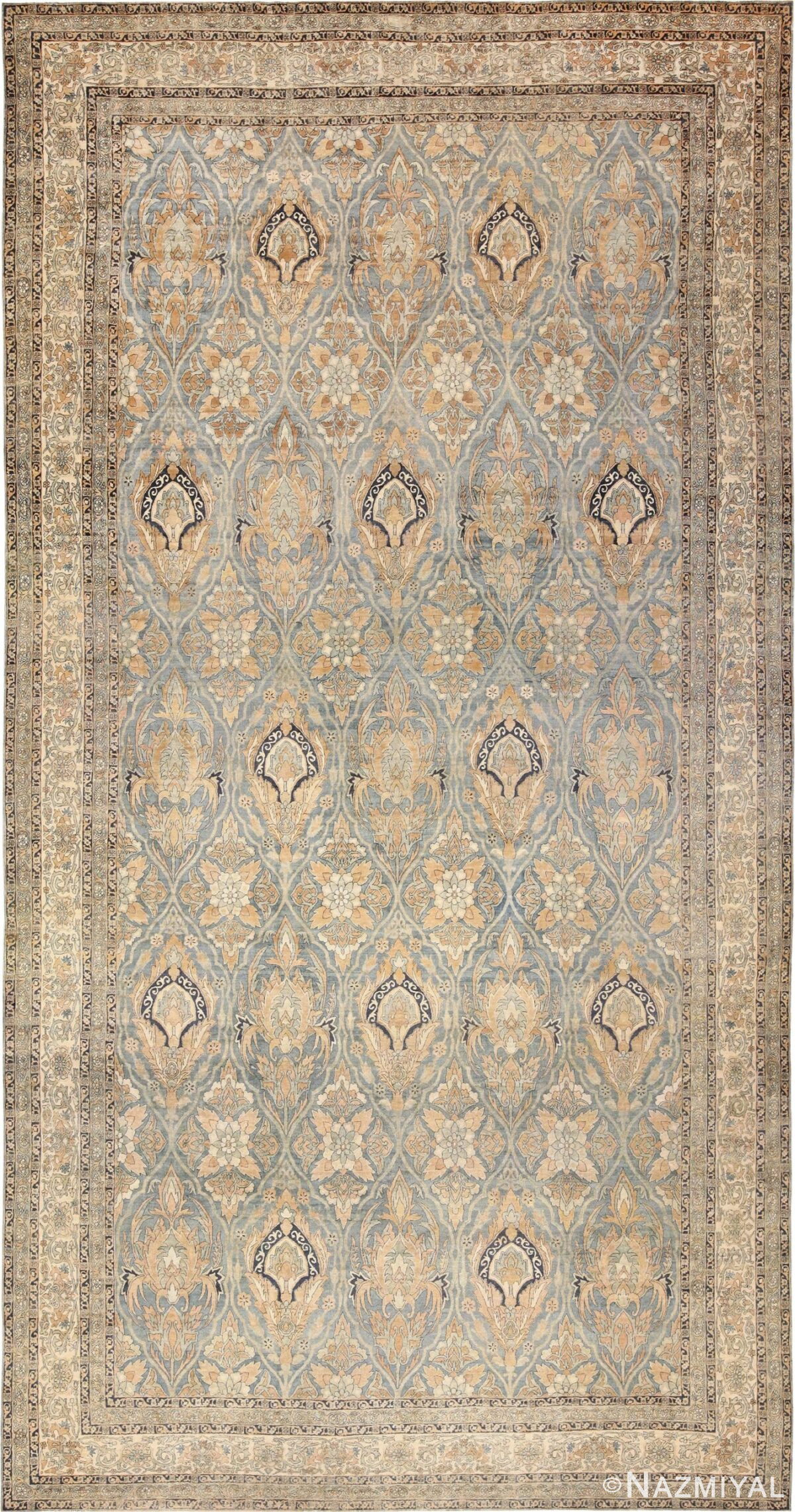 Large Oversized Light Blue Antique Persian Kerman Rug 48234 Nazmiyal
