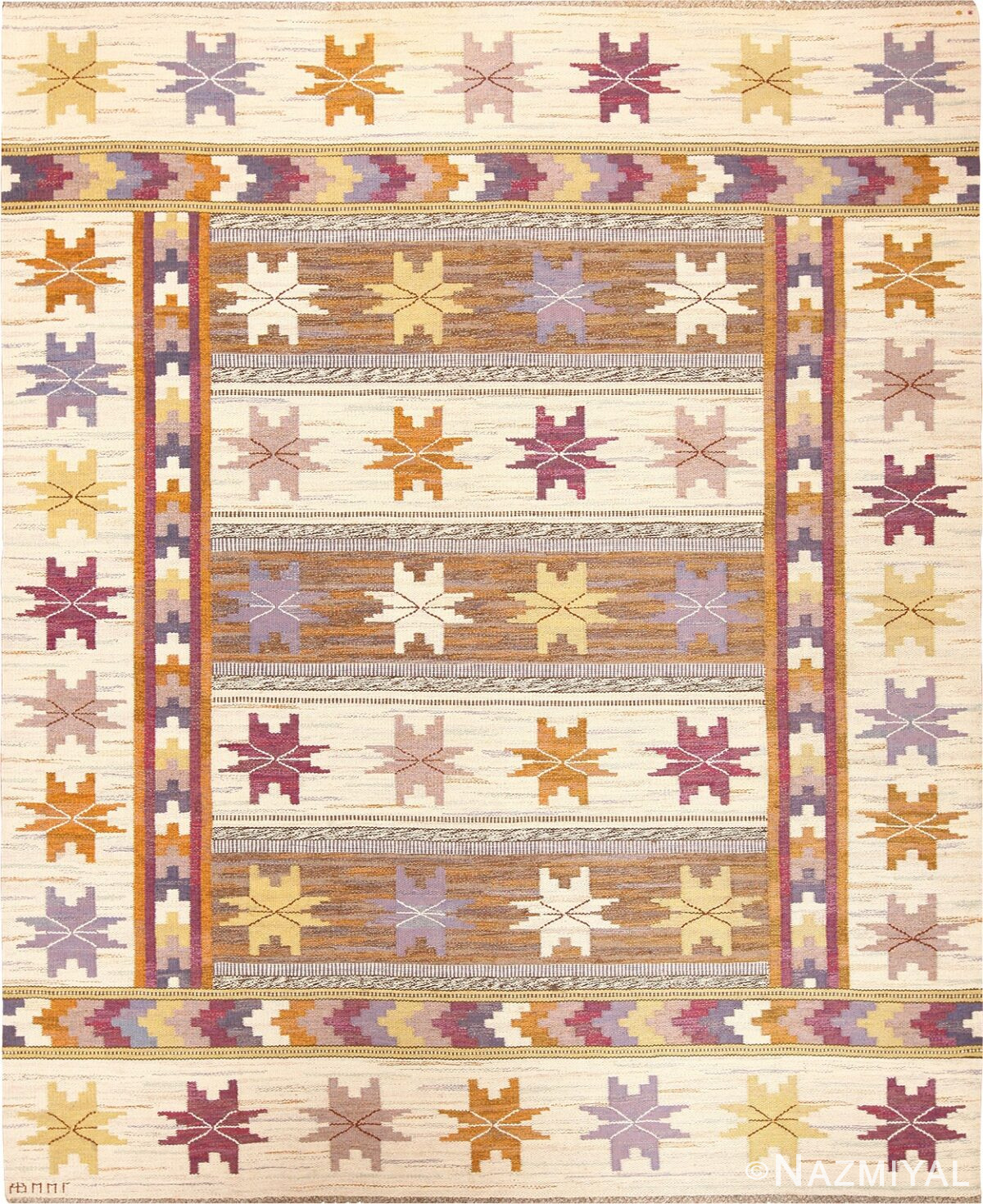 Large Vintage Swedish Marta Maas MMF Scandinavian Rug 49127 Nazmiyal