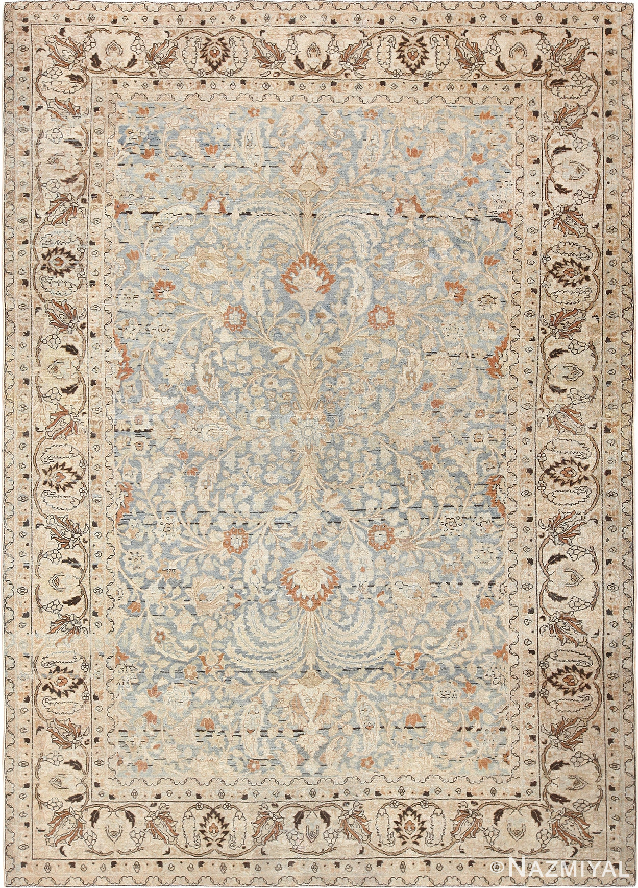 Light Blue Fine Antique Persian Khorassan Rug 48924
