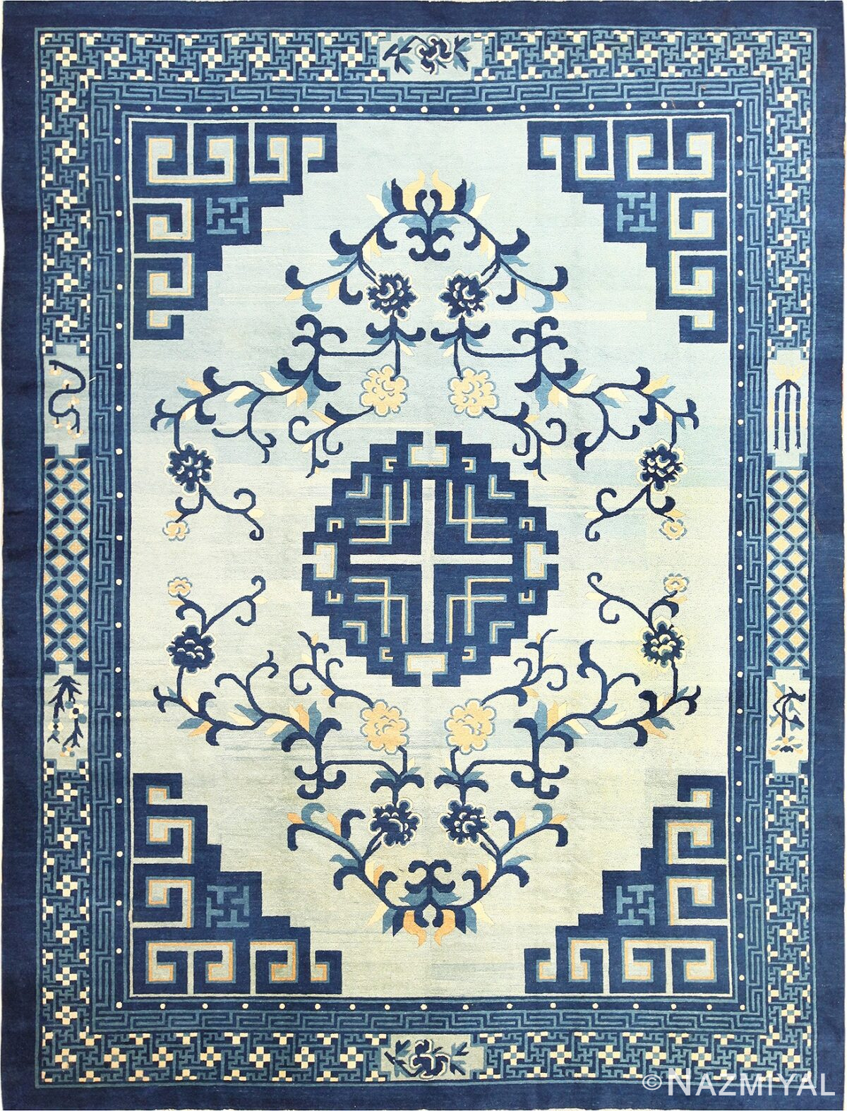 Light Blue Room Size Antique Peking Chinese Rug 49120 Nazmiyal