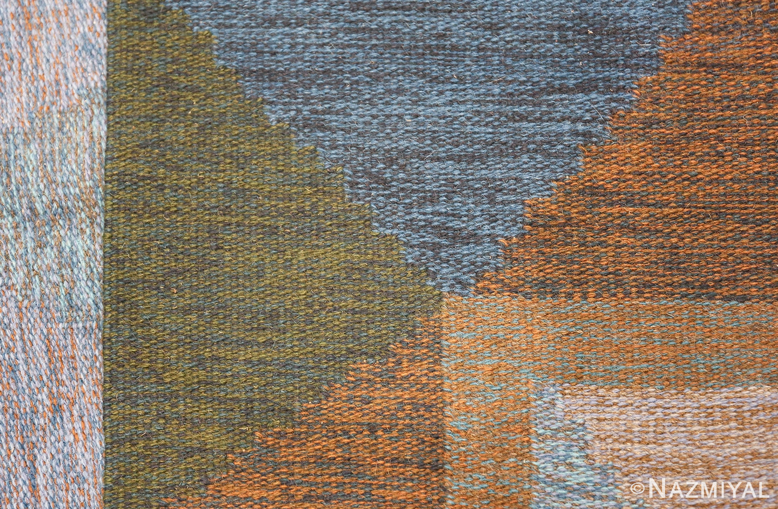 Mid Century Vintage Scandinavian Swedish Kilim rug 49134 colorful knots Nazmiyal