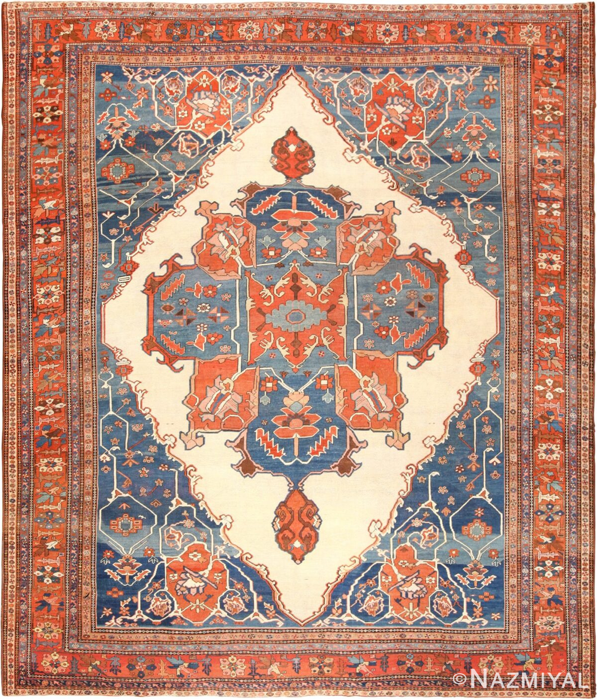 Room Size Antique Persian Heriz Serapi Bakshaish Rug 48772 Nazmiyal