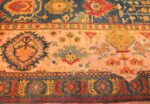 antique blue background turkish oushak rug 49108 border edited Namiyal