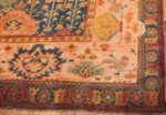 antique blue background turkish oushak rug 49108 corner edited Nazmiyal