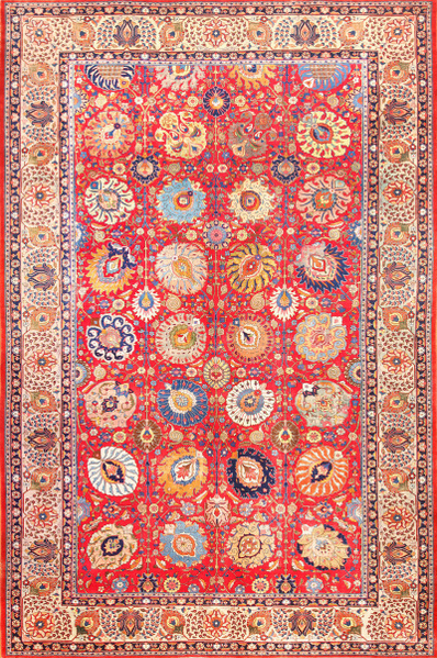 Large Antique Vase Design Persian Tabriz Rug (49196) Large Antique Vase Design Persian Tabriz Rug 49196