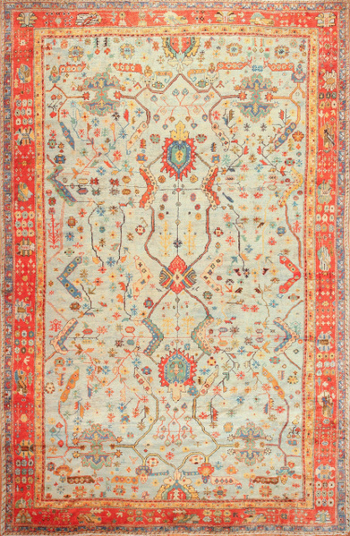 Light Blue Antique Turkish Oushak Rug (49145) Light Blue Antique Turkish Oushak Rug 49145