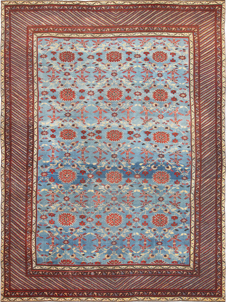 Light Blue Room Size Antique Indian Rug (48823) Light Blue Room Size Antique Indian Rug 48823