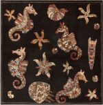 Fun Square Modern Turkish Underwater Sea Creatures Rug #46074 by Nazmiyal Antique Rugs