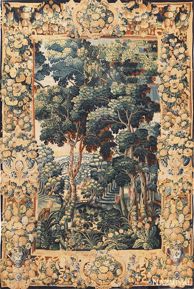 Verdure Scene Antique French Tapestry Verdure Scene Antique French Tapestry by Nazmiyal Antique Rugs