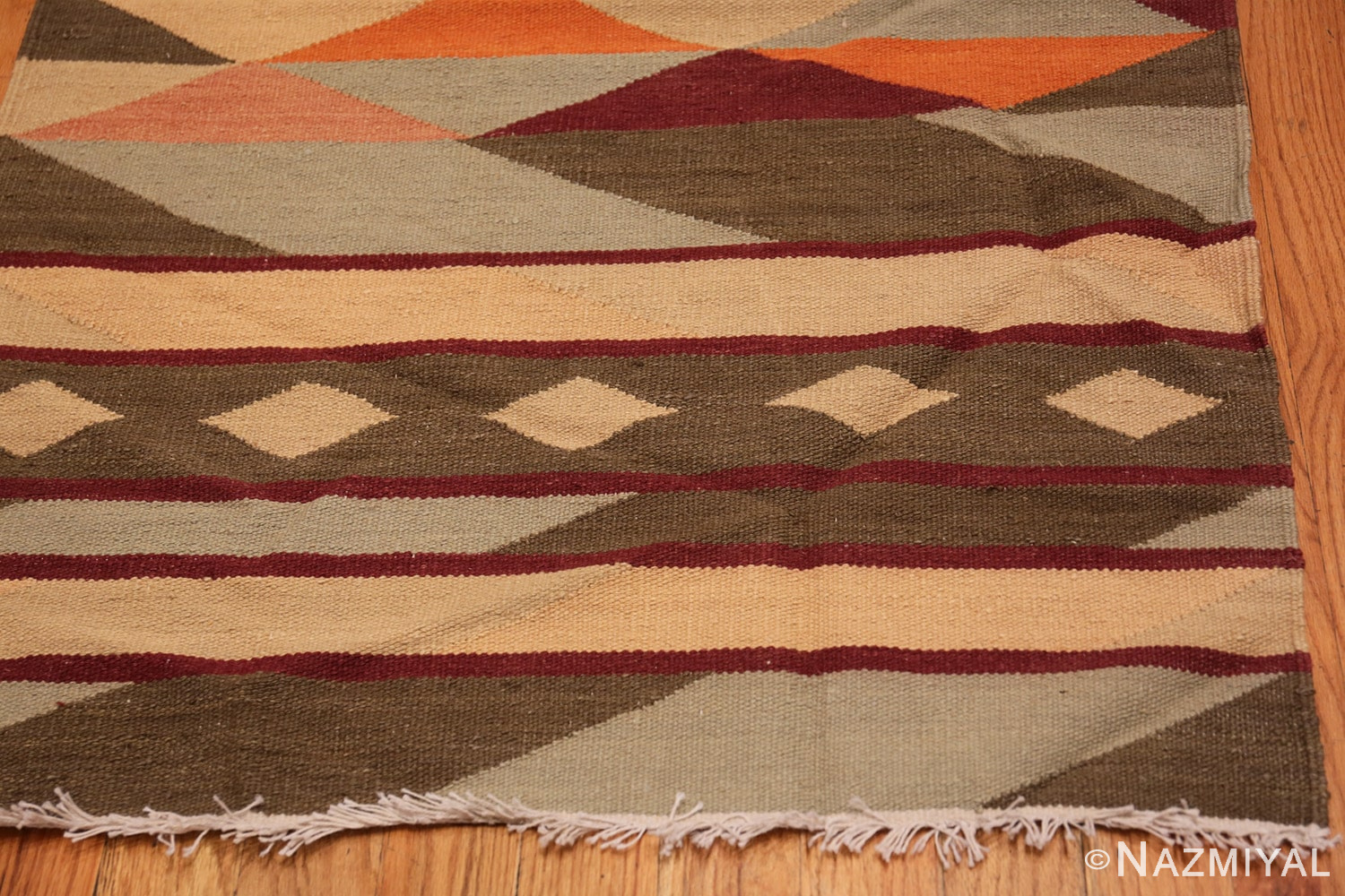 Corner Vintage Swedish inspired Modern Indian Kilim runner 48476 by Nazmiyal