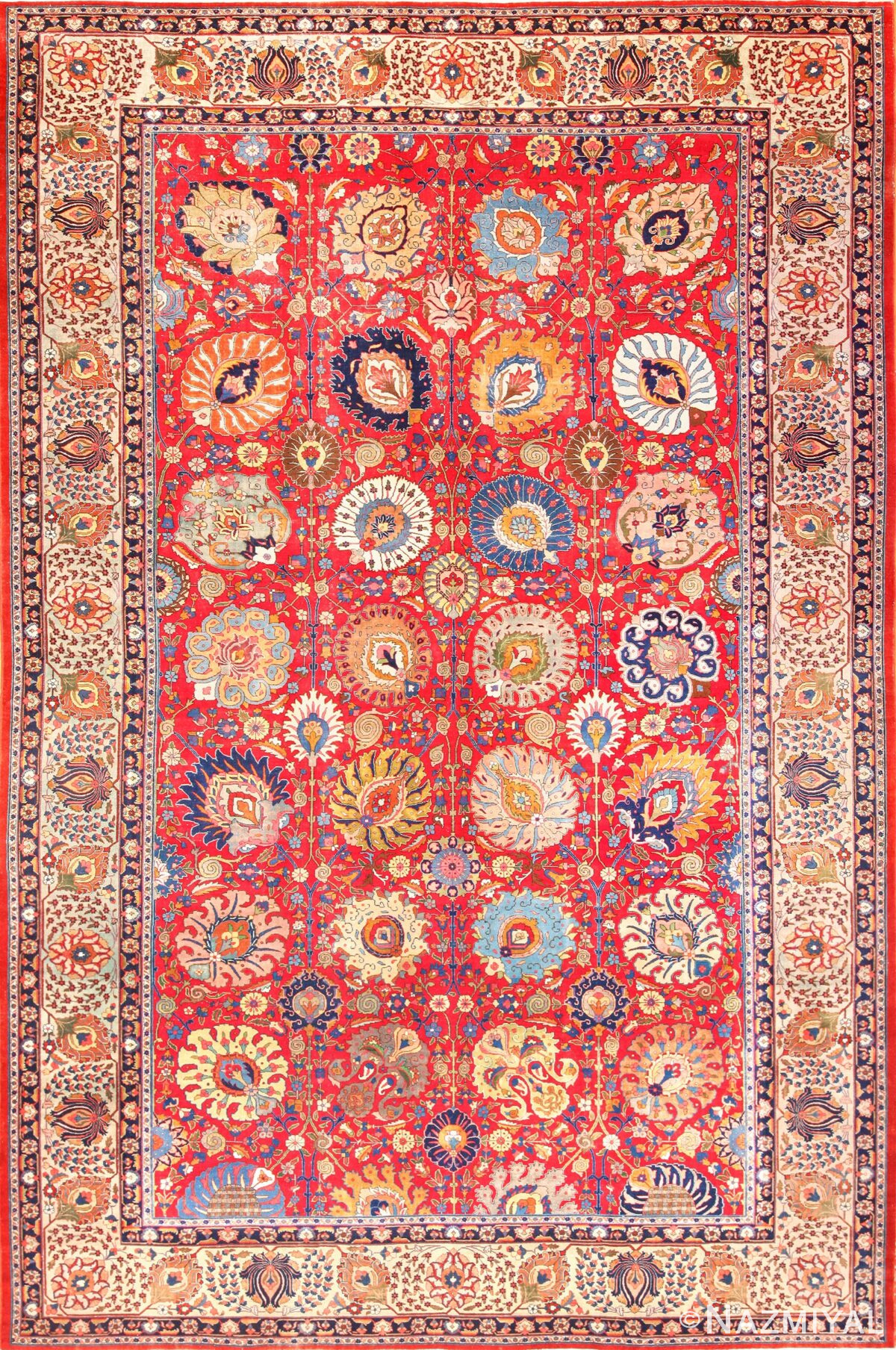 large antique vase design persian tabriz rug 49196 Nazmiyal