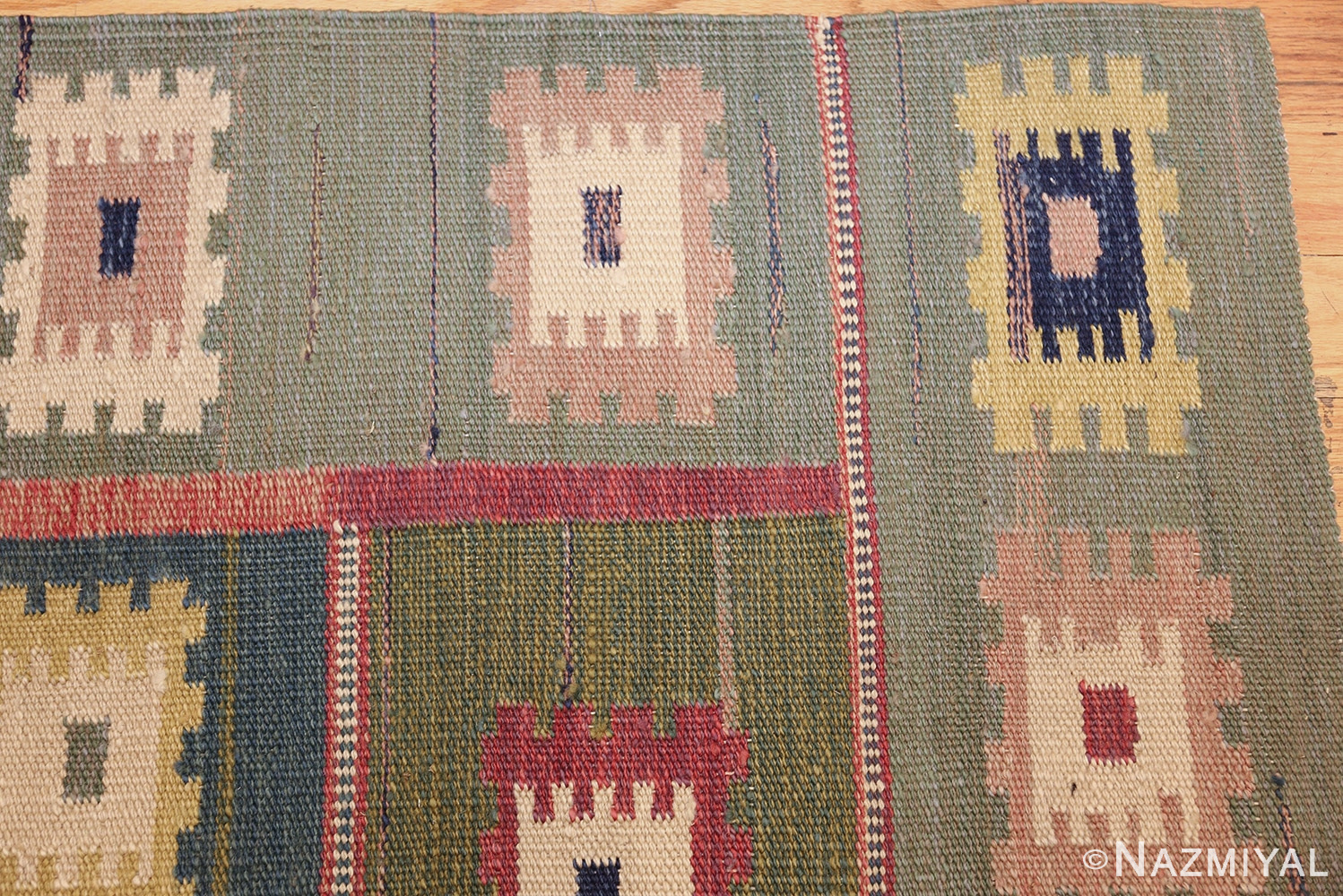 vintage inspired swedish scandinavian inspired kilim rug 48516 corner Nazmiyal