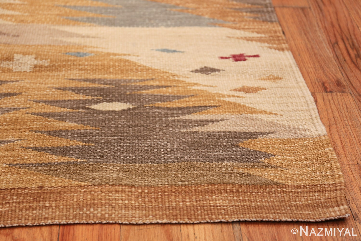 Vintage Scandinavian Inspired Indian Kilim Runner 48517 Side Corner Nazmiyal