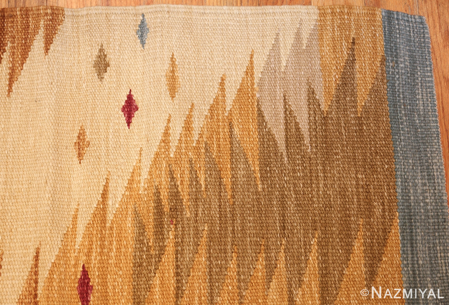 vintage swedish inspired kilim runner rug 48518 corner Nazmiyal