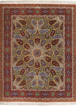 fine seyrafian vintage ghonbad silk foundation tabriz persian rug 51002 by Nazmiyal