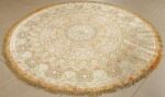vintage fine shahsavar silk and gold plated metallic rug 51006 nazmiyal side
