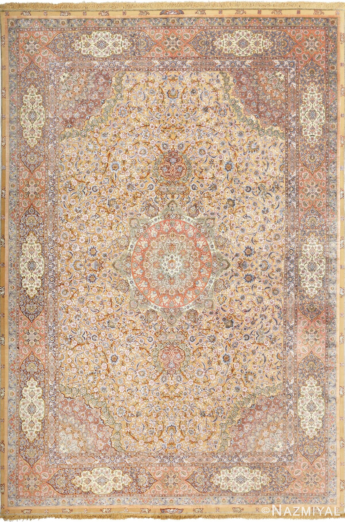 fine shahsavarpour vintage silk and metallic thread persian tabriz rug 51000 Nazmiyal