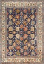 antique navy bakground tabriz persian rug 51061 Nazmiyal