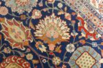 antique navy bakground tabriz persian rug 51061 flowers Nazmiyal