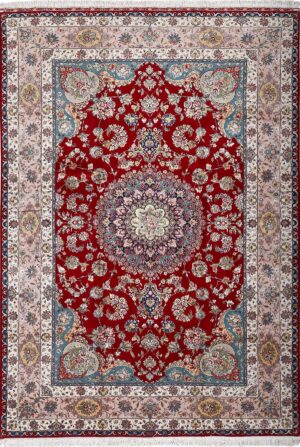 Fine Room Size Vintage Red Persian Tabriz Floral Rug #51031 by Nazmiyal Antique Rugs