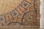 fine gonbad design vintage silk tabriz persian rug 51051 corner Nazmiyal
