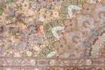 fine silk and gold thread vintage tabriz persian rug 51054 detail Nazmiyal