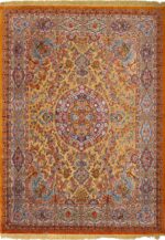 fine silk and gold thread vintage tabriz persian rug 51055 Nazmiyal