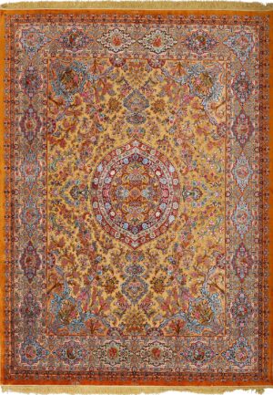 fine silk and gold thread vintage tabriz persian rug 51055 Nazmiyal