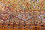 fine silk and gold thread vintage tabriz persian rug 51055 border Namziyal